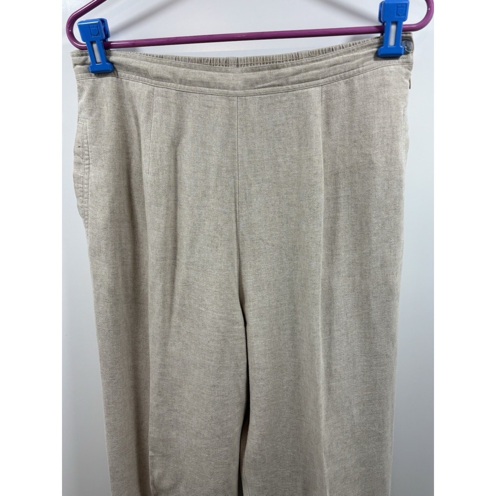 Talbots Pants Beige Wide Leg Costal Cowgirl Lagenlook Linen Blend Womens Size 14 - Picture 2 of 5